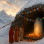 अमरनाथ यात्रा कचरा प्रबंधन के साथ पवित्र गुफा में बर्फ का लिंग और श्रद्धालु यात्री दिखाई दे रहे हैं