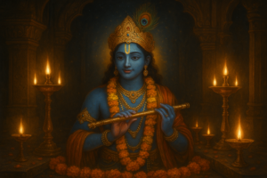 Janmashtami 2026 celebration with Lord Krishna idol in decorated cradle and midnight puja muhurat