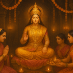 Mangla Gauri Vrat puja ritual with flowers, incense, and offerings to Maa Parvati