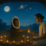 सावन सोमवार ग्रह संरेखण के दौरान मंदिर में शिवलिंग पूजा, जलते दीप और पुष्पों की सुगंध
