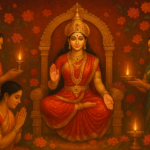 Goddess Parvati worshipped during Hartalika Teej Vrat celebration with flowers and offerings