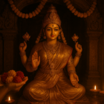 Maa Laxmi idol with offerings for the Last Friday of Mahalaxmi Vrat 2026 udyapan ceremony