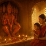 Devotee performing Santan Saptami vrat worship to Lord Surya for progeny blessings