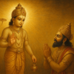 Lord Vishnu's Vamana Avatar appearing as dwarf Brahmin boy measuring three worlds