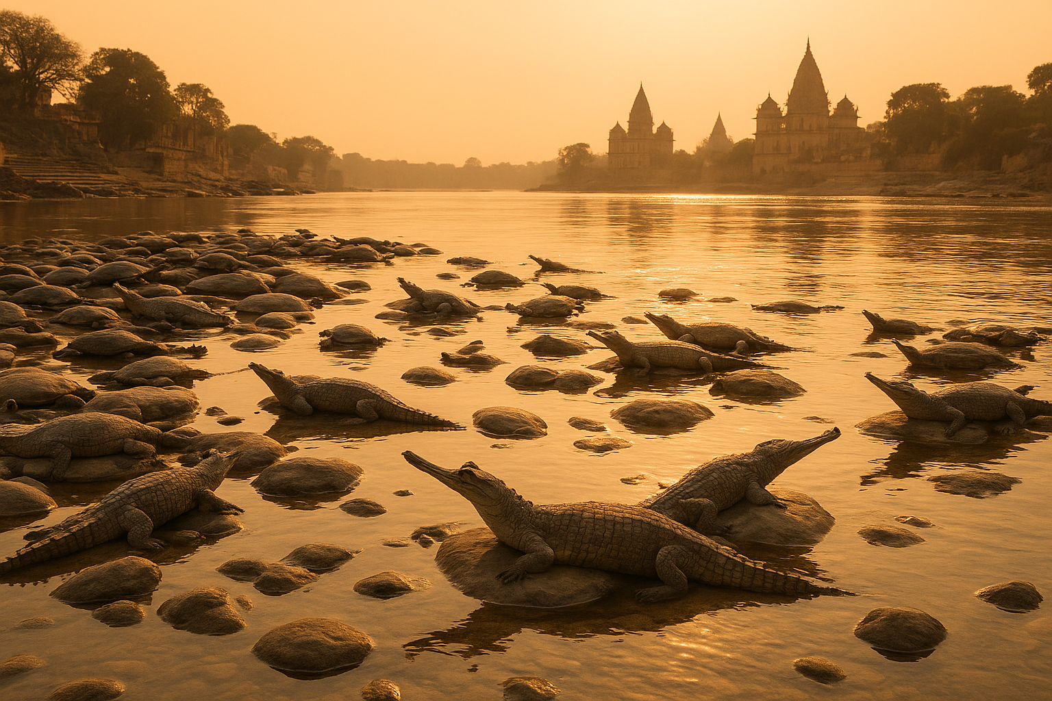 Flesh-eating turtles released into the Ganga river for natural cleaning and pollution control