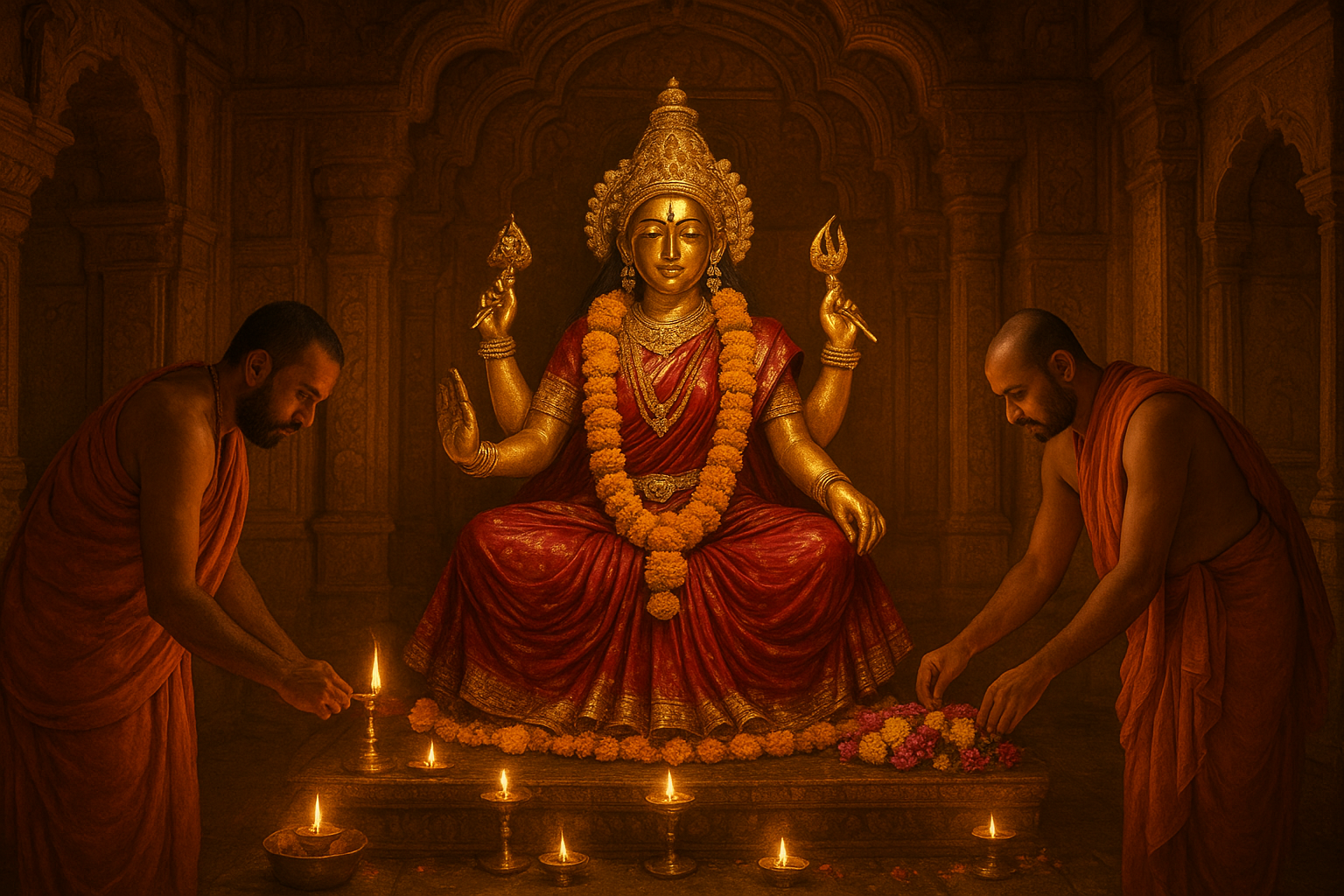 Khed Brahma Ambika Mata Temple decorated for Navratri festival celebrations and preparations
