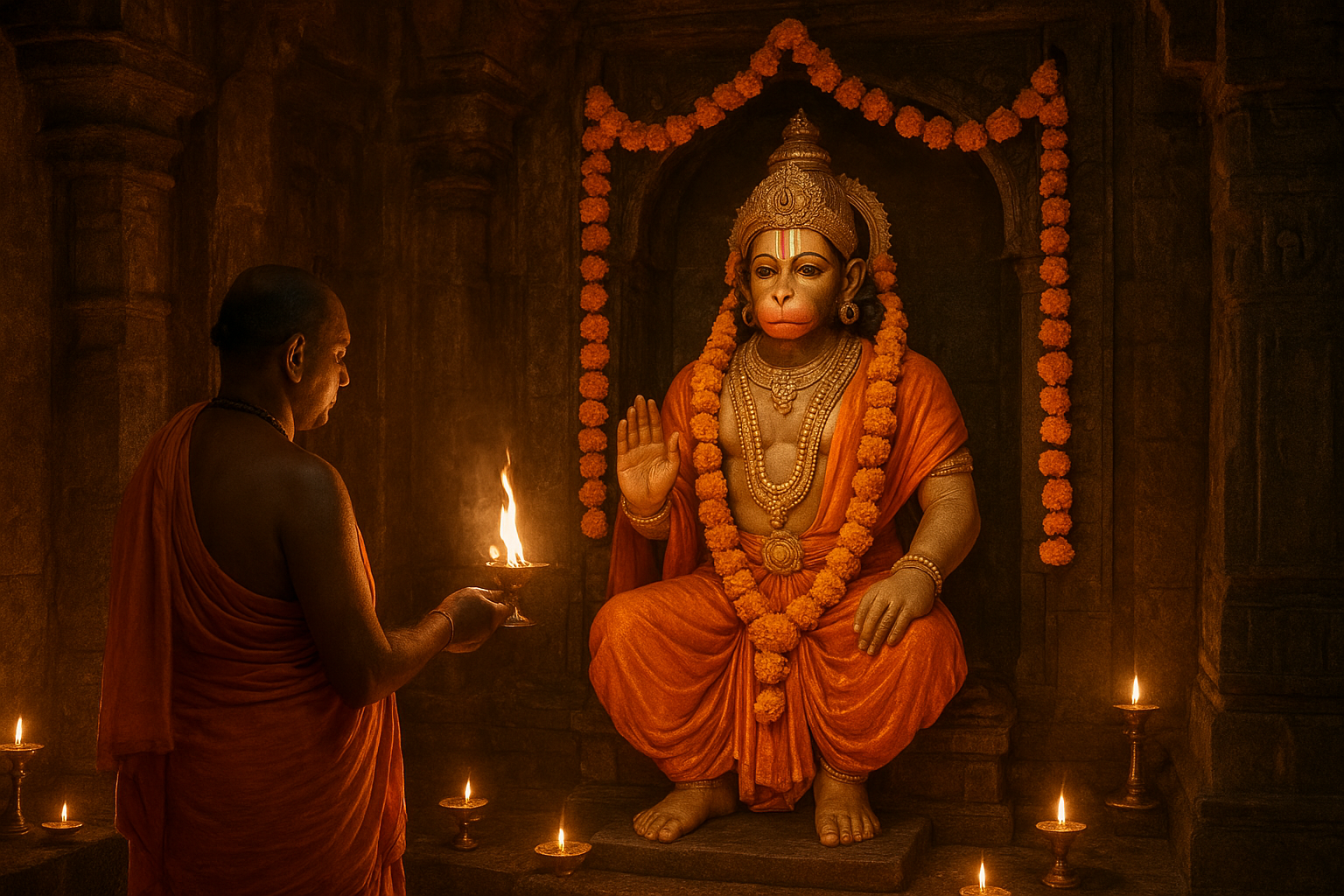मूल नक्षत्र पूजा के समय भगवान हनुमान को रेशम के वस्त्र और माला से सजाया जाता है
