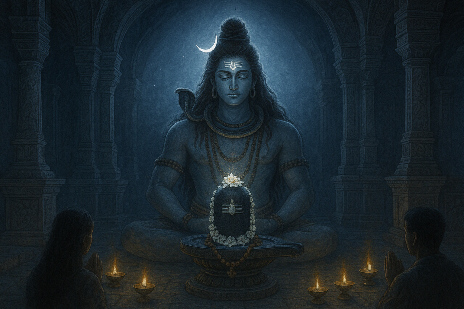 Devotee performing worship during monthly Shivratri on October 8 with sacred offerings