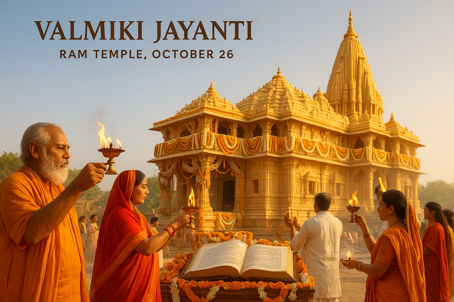 Maharshi Valmiki Jayanti Celebrations at Ram Temple with devotees offering prayers